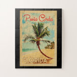 Punta Gorda Jigsaw Puzzle Palm Tree Beach Retro<br><div class="desc">Design Punta Gorda Florida de style Vintage voyage avec un palmier sur la plage avec océan et ciel.</div>