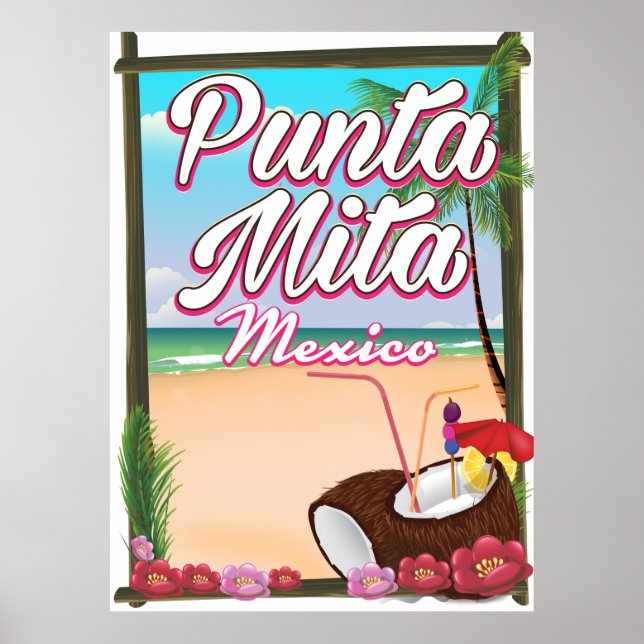 Punta Mita, affiche de voyage sur la plage de Mexi (Devant)