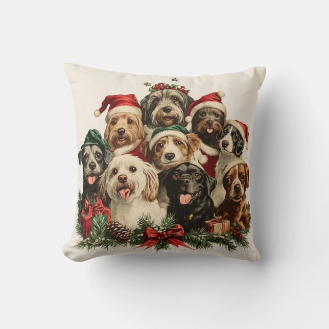 Puppies de Noël Jouer Oreiller (Recto)