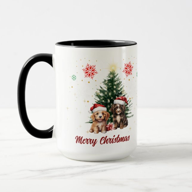 Puppies mignonnes Café de Noël Mug (Gauche)