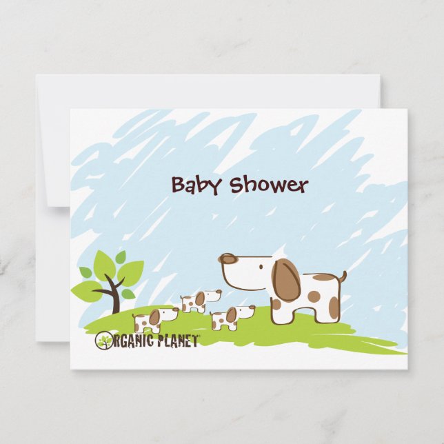Puppies Organic Planet Baby Shower Invitations (Devant)