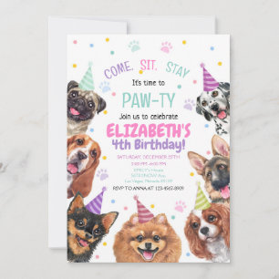Puppy Anniversaire Invitation Chien Party Pawty Gi