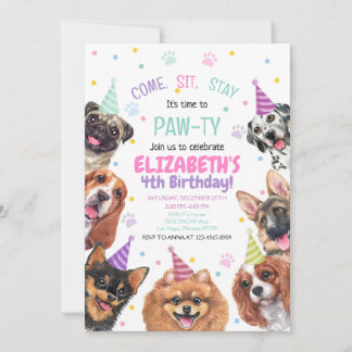 Puppy Anniversaire Invitation Chien Party Pawty Gi
