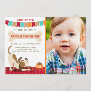Puppy Anniversaire Invitation Paw ty Puppy Party