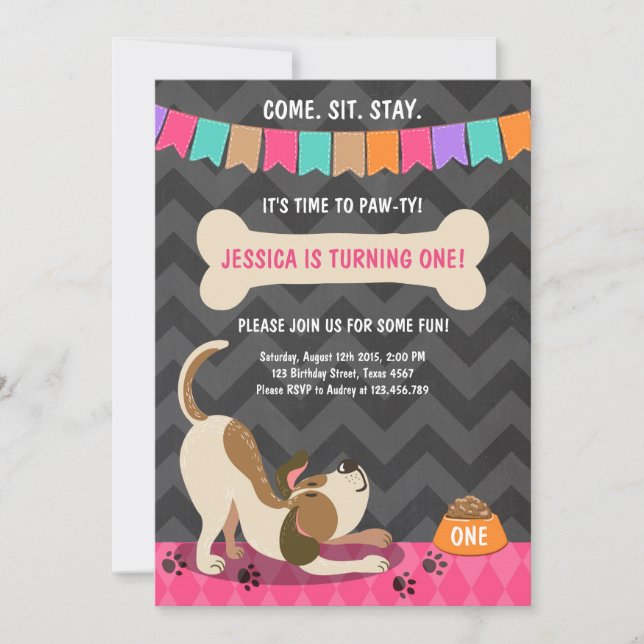 Puppy Anniversaire Invitation Paw ty Puppy Party (Devant)
