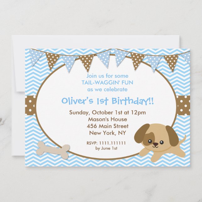 Puppy Anniversaire Invitations (Devant)