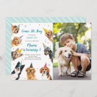 Puppy Birthday Invitation Chien Party Pawty Boy