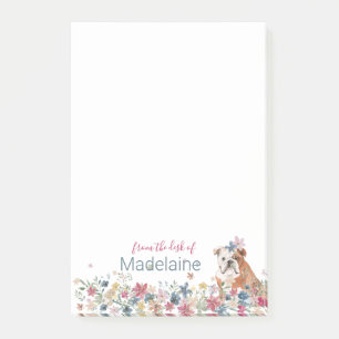 Puppy Bull Dog Floral Post-it Notes personnelles