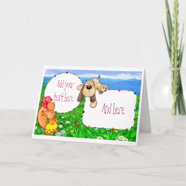 Puppy & Bunny Invitations de fête d'anniversaire (Devant)