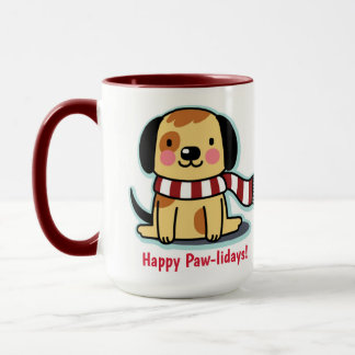 Puppy Chien Christmas Mug Happy Paw-lidays!