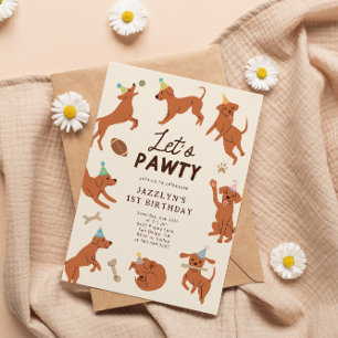 Puppy Faisons Pawty Anniversaire Invitation