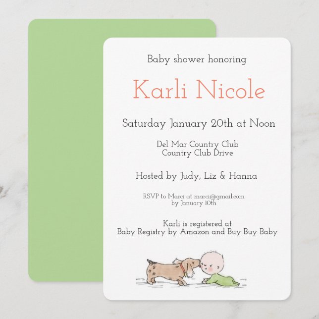 Puppy Kisses Baby Shower Invitations (Devant / Derrière)