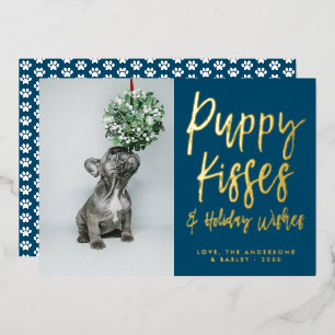 Puppy Kisses Empreinte de patte Photo Foil Carte d