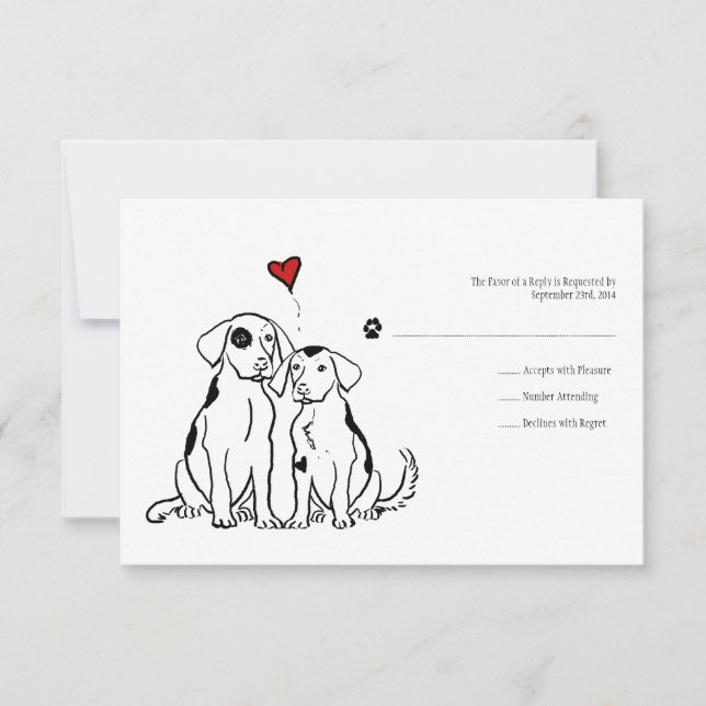 Puppy Love Faire-part de mariage RSVP (Devant)