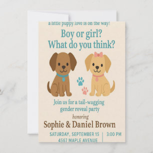 Puppy Love Genre Révéler Invitation