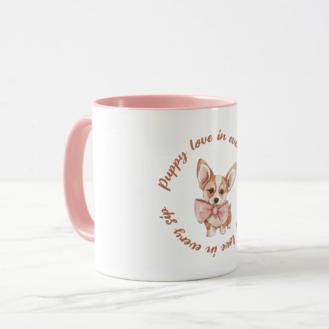 Puppy Love in Every Sip | Cute Dog Lover Mug (Devant gauche)