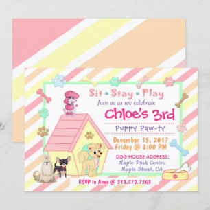 Puppy Party Anniversaire Invitation   12,7 cm x 17