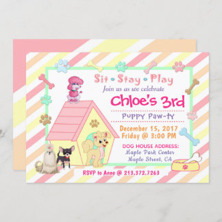 Puppy Party Anniversaire Invitation | 12,7 cm x 17