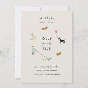 Puppy Party Modern Chien Anniversaire Invitation -