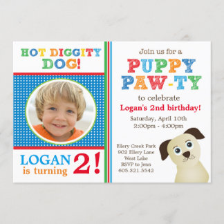 Puppy Paw-ty Anniversaire Invitation de fête (prim