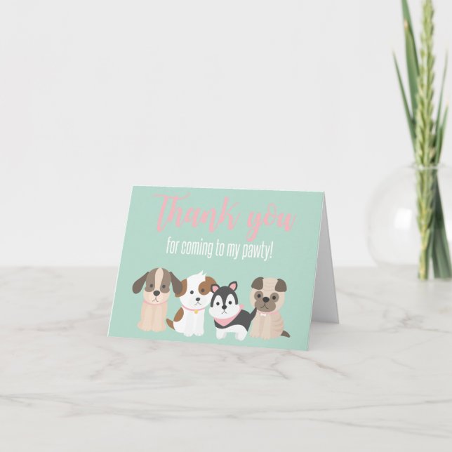 Puppy Pawty Carte de remerciements (Devant)