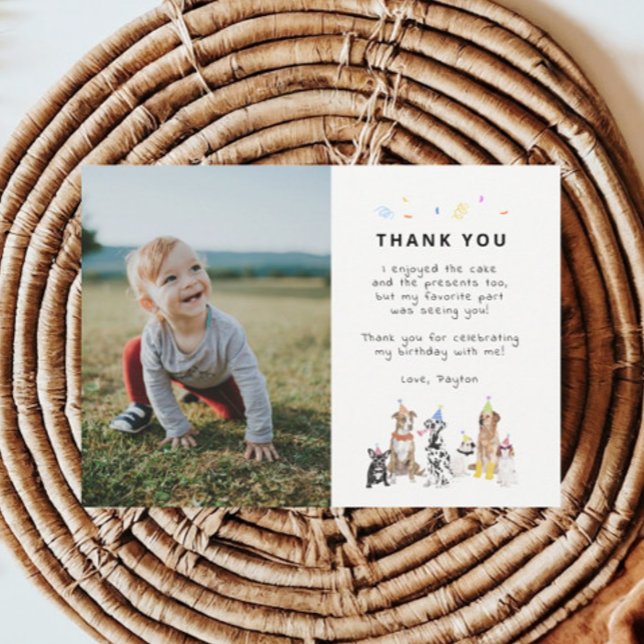 Puppy Pawty Chien Thème Anniversaire Photo Merci (Créateur téléchargé)