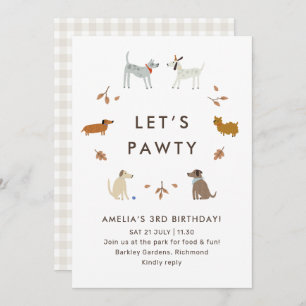 Puppy Pawty Dog Park mignonne Invitation moderne d