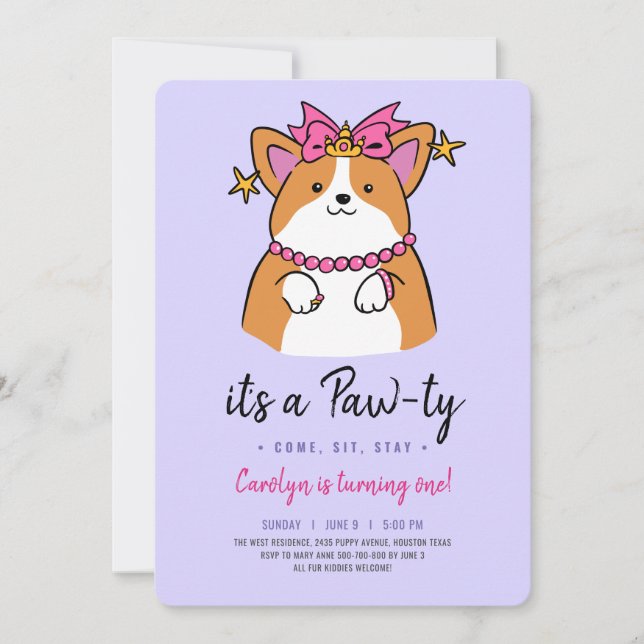 Puppy Pawty invitation d'anniversaire (Devant)