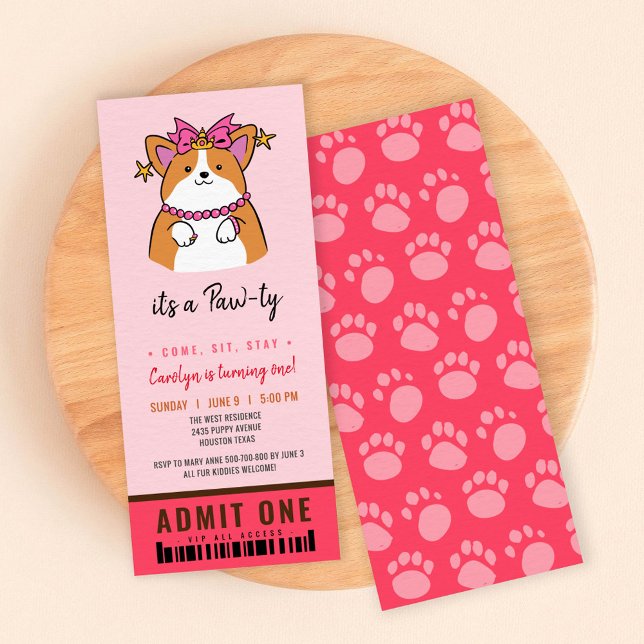 Puppy Pawty invitation de billet d'anniversaire (Créateur téléchargé)