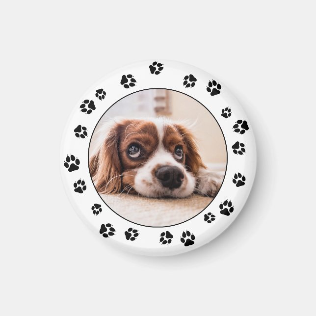 Puppy Photo Black Empreinte de patte Magnet (Devant)
