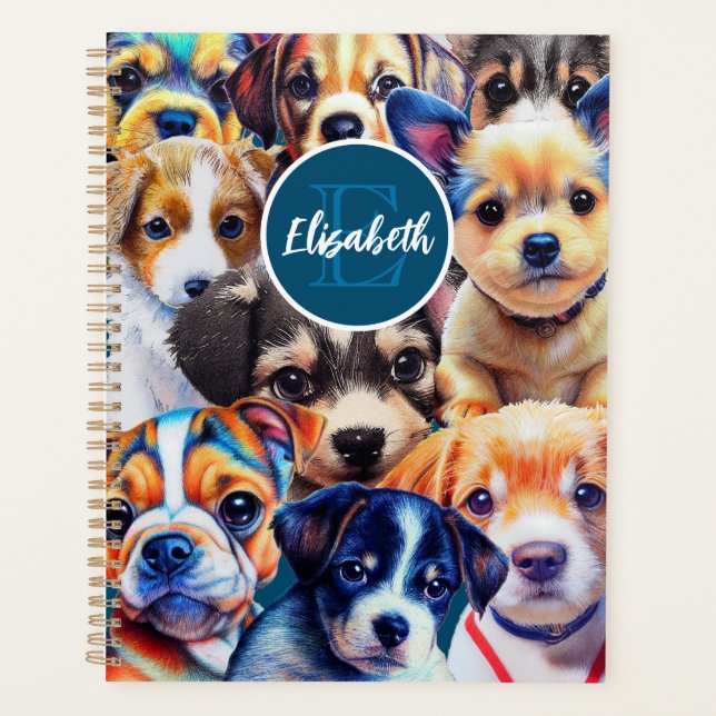 Puppy Planner Monogramme adorable (Devant)