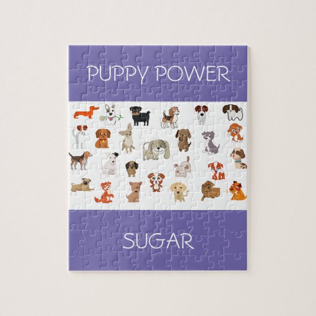 "PUPPY POWER" puzzle with custom name of puppy. (Vertical)