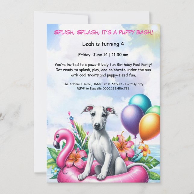 Puppy Splash Anniversaire Pool Party Invitation (Devant)
