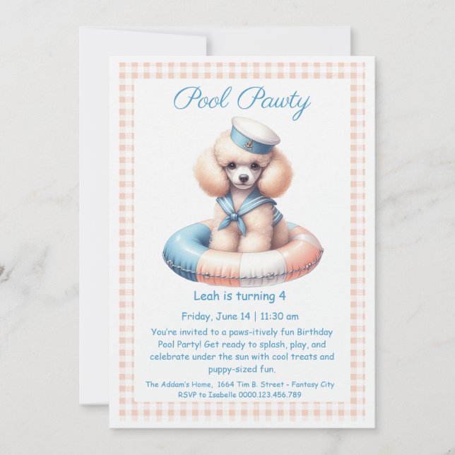 Puppy Splash Anniversaire Pool Party Invitation (Devant)