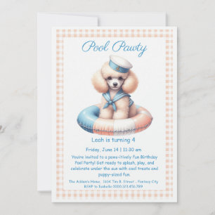 Puppy Splash Anniversaire Pool Party Invitation