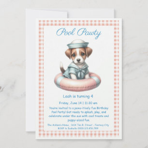 Puppy Splash Anniversaire Pool Party Invitation