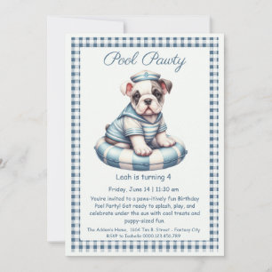 Puppy Splash Anniversaire Pool Party Invitation