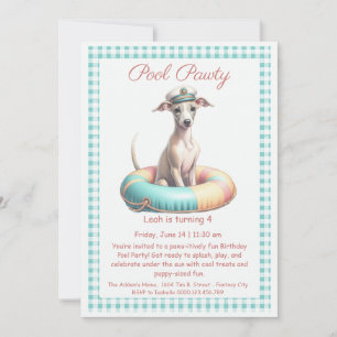 Puppy Splash Anniversaire Pool Party Invitation