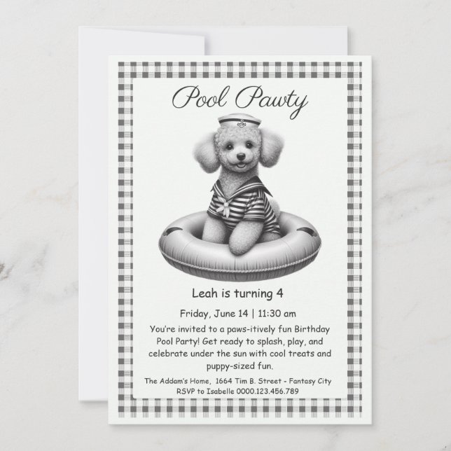 Puppy Splash Anniversaire Pool Party Invitation (Devant)