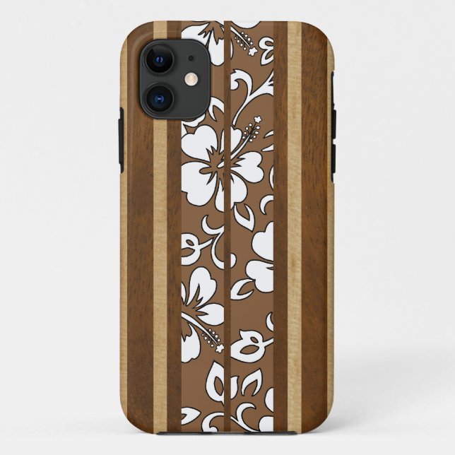 Pupukea Hibiscus Hawaiian Surfboard iPhone 5 Coque (Dos)