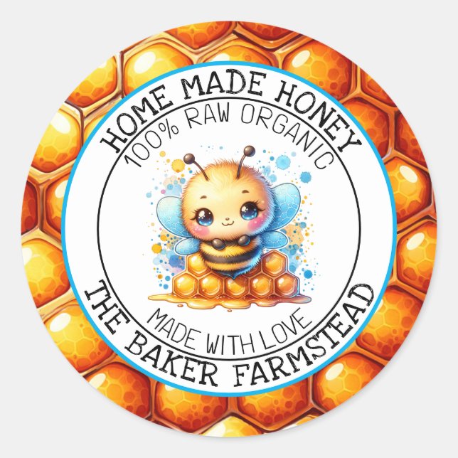 Pur miel biologique cru fait avec des Étiquettes d (Devant)