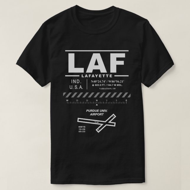Purdue Univ. T-shirt LAF de l'aéroport (Design devant)