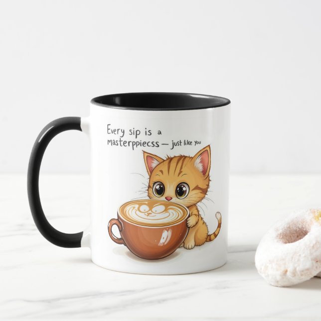 Purfection dans chaque selle - Cute chat latte Mug (Avec donut)