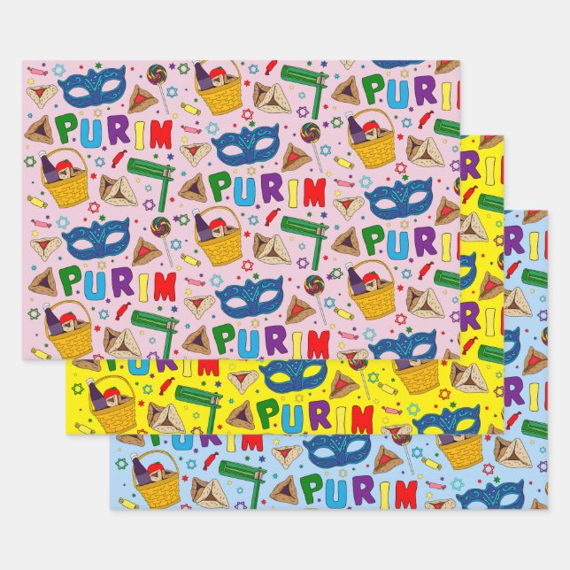 Purim - Enveloppement de papier feuille plate Ense (Lot)