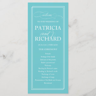 Purist Blue Elegant Wedding Ceremony Programme