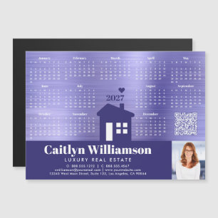 Purple 2026 Calendrier Realtor Photo QR Code Magne