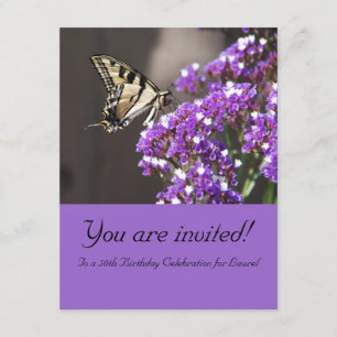 Purple 50e anniversaire Invitation avec papillon