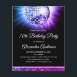 Purple 70th Birthday Party 70's Disco Ball<br><div class="desc">Revenez à l'époque de la discothèque avec notre Purple 70th Birthday Party 70's Disco Ball Invitation. Cette invitation vibrante et nostalgique est la meilleure façon de créer l'ambiance pour votre célébration d'étape. Dans une étonnante teinte de violet, cette invitation capte l'énergie et le plaisir du 'les années 70. Le graphique...</div>