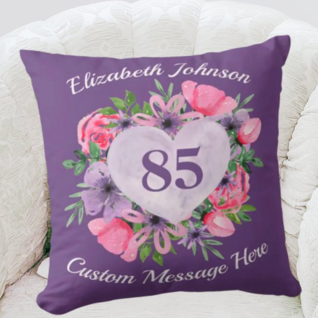 Purple 85e anniversaire Coussin pour femmes (Créateur téléchargé)