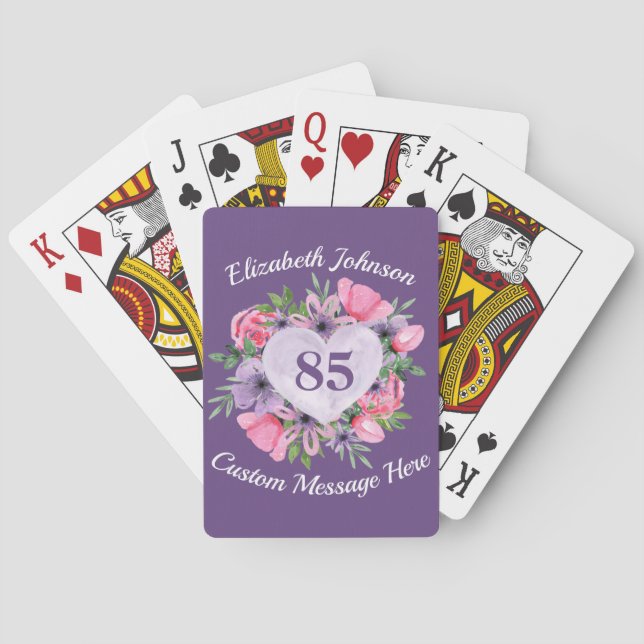 Purple 85e anniversaire Personnalisé Cartes de jeu (dos)